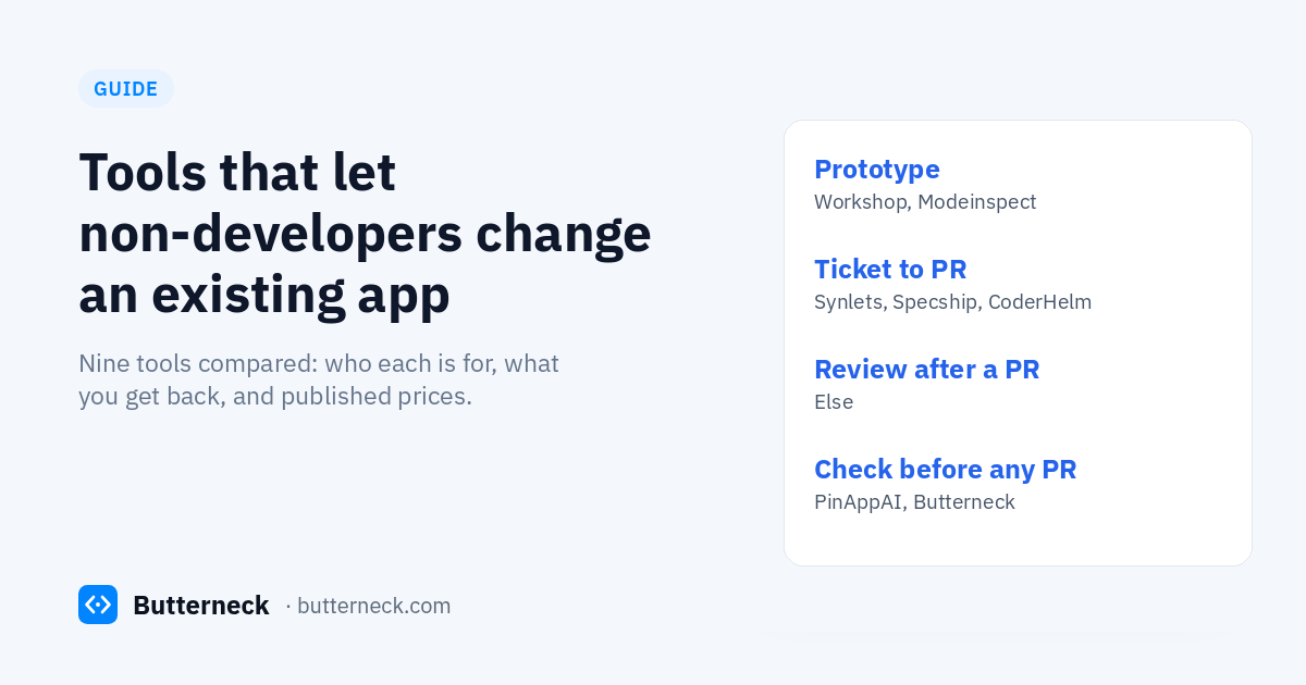 Butterneck blog cover: tools that let non-developers change an existing web app, compared